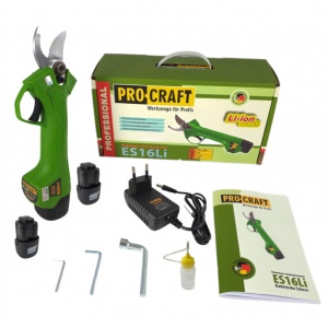 Foarfeca Crengi cu Acumulator ProCraft ES16Li, 16V, 2Ah, autonomie 4 ore