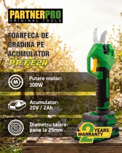 Foarfeca Electrica Acumulator PartnerPro PP-FE2A, 20V, 2Ah, Brushless - Img 2