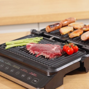 Gratar electric BOHM HOME BEGM160DS, 1600 W, placi detasabile antiaderente, afisaj digital, control tactil - Img 2