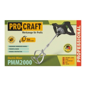 Mixer Mortar ProCraft PMM2000, 850W, 0-600 RPM variabil, ax M14, pentru constructii - Img 3