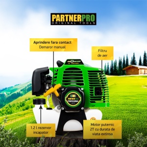 Motocoasa Benzina PartnerPro DX52E, 5.5CP, 2T, 10000 RPM, pentru iarba si tufis - Img 3