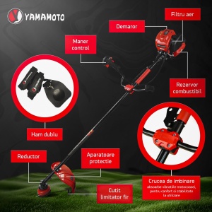 Motocoasa Benzina Yamamoto YM-5600, 4T, 5.6CP, 52cc, pentru iarba si tufis - Img 20