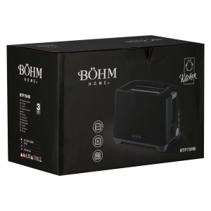 Prajitor de Paine Bohm Home BTP75HB, 650-750W, 2 felii, 7 niveluri, dezghetare si reincalzire, negru - Img 12