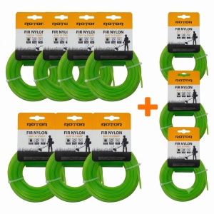 Set 10 Fire Nylon Patrat ROTOR, 3.5mm x 15m, verde, pentru motocoasa si trimmer