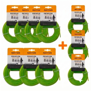 Set 10 Fire Nylon Patrat ROTOR, 3mm x 15m, verde, pentru motocoasa si trimmer