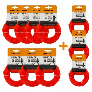 Set 10 Fire Nylon Rotund ROTOR, 1.3mm x 15m, rosu, pentru motocoasa si trimmer