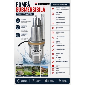 Set pompa submersibila vibratii apa curata 280W, si pompa recirculare 100W Elefant - Img 3