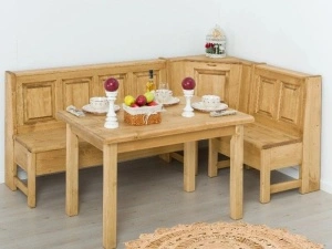 BANCĂ DE COLT CHAMONIX CU PORTAFOR , Lemn masiv-185x135x61x93/45 cm