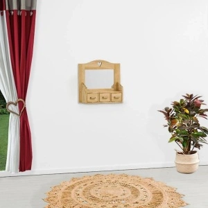 Dulap suspendat cu oglinda CHAMONIX 3 sertare, lemn masiv-62 x 20 x 60 cm