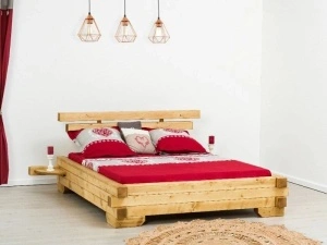 PAT CHAMONIX BEAM, Lemn masiv-B: saltea: 140 x 200. Cadru: 230 x 230 x 90 cm