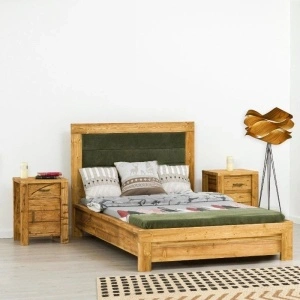 PAT SIMPLU TAPITAT NORDA-CH, Lemn masiv-A: saltea: 90 x 190. Cadru: 198 x 102 x 110 cm
