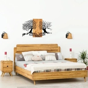 PAT DUBLU CHARME, lemn masiv-B: saltea: 140 x 190. Cadru 198 x 146 x 105/37 cm