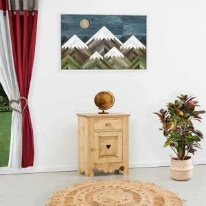 COMODĂ CHAMONIX 1 uşă 1 sertar, lemn masiv-65 x 46 x 85 cm