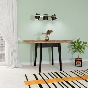 MASA ROTUNDĂ EXTENSIBILĂ NOSTA, Lemn masiv și MDF-110/150 x 76 cm