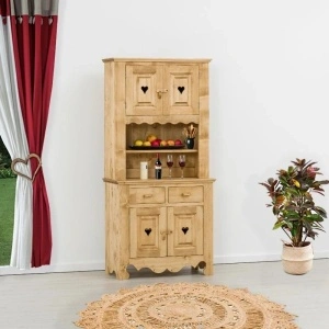 VITRINA CHAMONIX 2 CORPURI 4 usi 2 sertare si nisa, Lemn masiv-90 x 46/36 x 190 cm