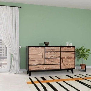 COMODĂ NOSTA 2 usi 5 sertare, lemn masiv-146 x 45 x 85 cm