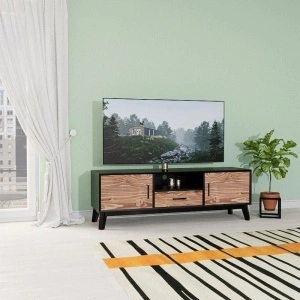 COMODĂ TV NOSTA 2 usi 1 sertar si nisa, Lemn masiv-146 x 40 x 48 cm