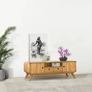 COMODĂ TV CHARME 2 usi 2 sertare si nisa, lemn masiv-160 x 40 x 50 cm