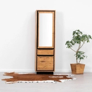 DULAP RETRO 1 usa oglinda, 1 usa si 1 sertar, lemn masiv-60 x 55 x 200 cm
