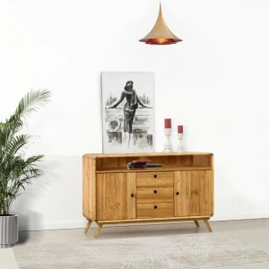 COMODĂ TV CHARME 2 usi 3 sertare si nisa, lemn masiv-100 x 40 x 85 cm
