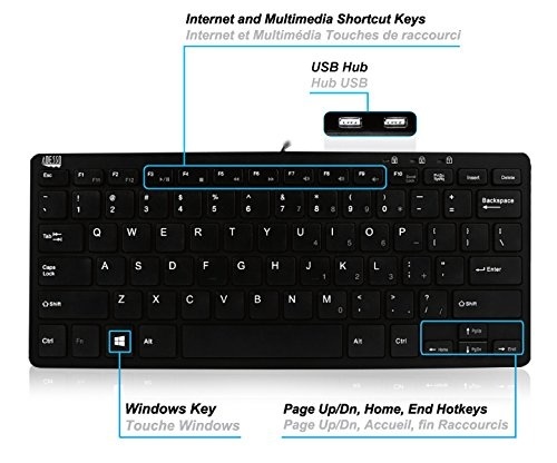 Mini Tastatura Adesso SlimTouch 2xUSB Hub 78-Key US Layout Wired USB AKB-510HB
