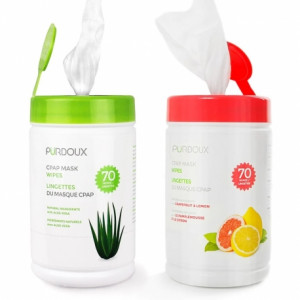 Economic Package! Purdoux Citrus and Aloe Vera Wet Wipes for CPAP Accessories/Masks Cleaning (70 x 2 pcs) - Img 1