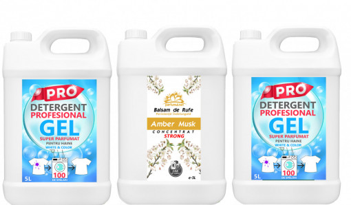 Amber Musk - 2x Detergent Profesional + Balsam Hyper Parfumat