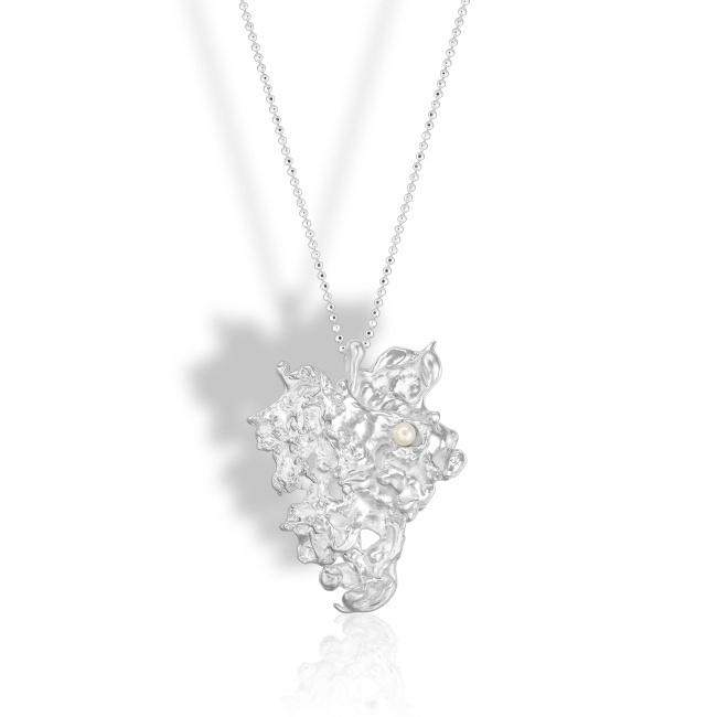 MOLTEN HEART Pendant / Brooch in 925 silver with cultured pearl - Img 3