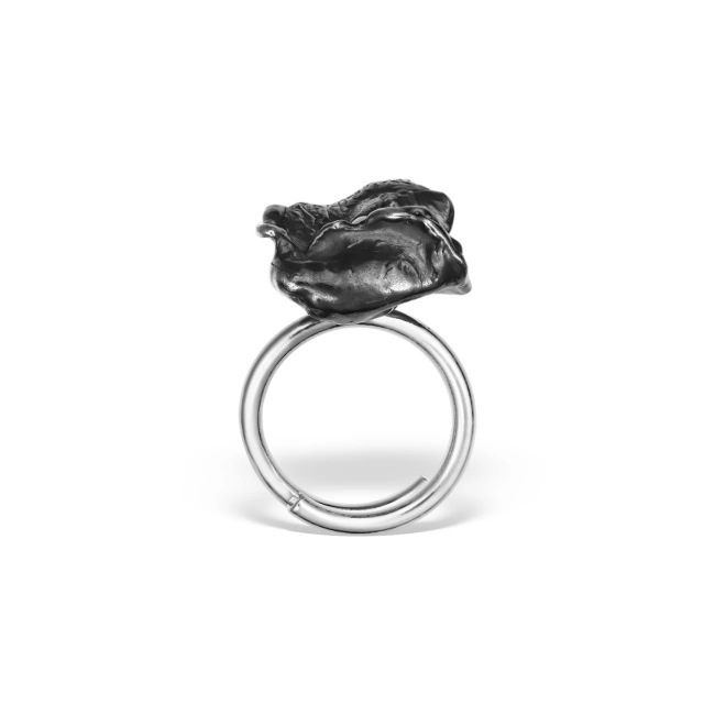 TULIP Ring in 925 oxidized silver with cultured pearls - Img 2