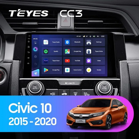 Navigatie Auto Teyes CC3L Honda Civic 10 2015-2020 4+64GB 9&quot; IPS Octa-core 1.6Ghz, Android 4G Bluetooth 5.1 DSP - Img 2
