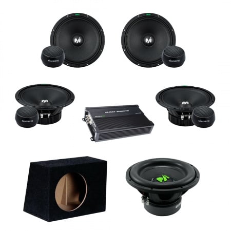 Pachet Difuzoare Auto cu subwoofer Audi A4 B7 2004-2009 Deaf Bonce Machete 1000 W