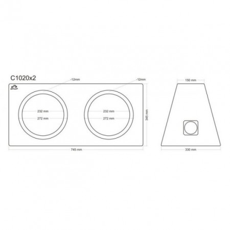 Incinta subwoofer universala, 2 x 250 mm, 2 x 20L - COD C1020x2 - Img 4