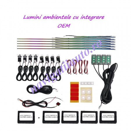 Kit retrofit lumini ambientale led RGB 64 culori pe suport acrilic cu conexiune wireless