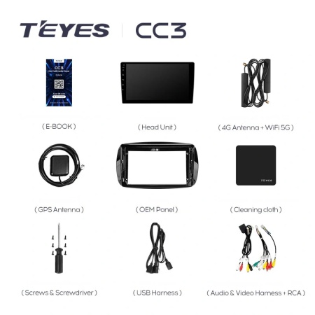 Navigatie Auto Teyes CC3 Mercedes-Benz Fortwo 2014-2023 6+128GB 9" QLED Octa-core 1.8Ghz, Android 4G Bluetooth 5.1 DSP - Img 8