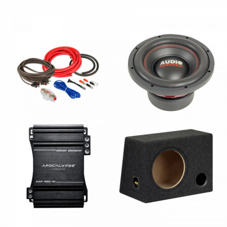 Pachet Subwoofer auto Audiosystem ASY-10 500W + Amplificator Machete MFA-1.500 + Kit de cabluri complet