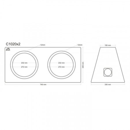 Incinta subwoofer universala, 2 x 250 mm, 2 x 20L - COD C1020x2 - Img 6