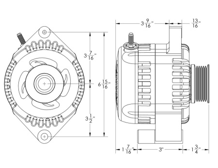 Alternator S Series Billet 240A – Ford 6/12 6S – Lustruit - Img 2