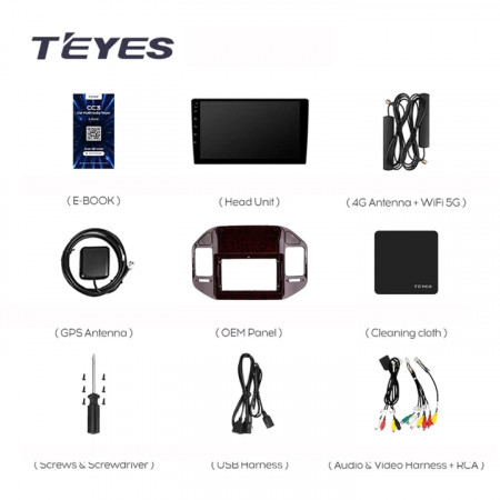 Navigatie Auto Teyes CC3 2K 360° Mitsubishi Pajero 3 V70 V60 1999-2006 6+128GB 9.5&quot; QLED Octa-core 2Ghz, Android 4G Bluetooth 5.1 DSP - Img 8