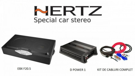 Pachet Subwoofer Hertz EBX F20.5 + Hertz D Power 1+ Kit de cabluri complet
