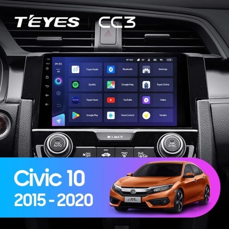 Navigatie Auto cu Asistenta AI Teyes CC4 PRO Honda Civic 10 2015-2020 8+128GB 9.5" QLED, Android 13, 5G, 7.1 DSP, CarPlay - Img 2