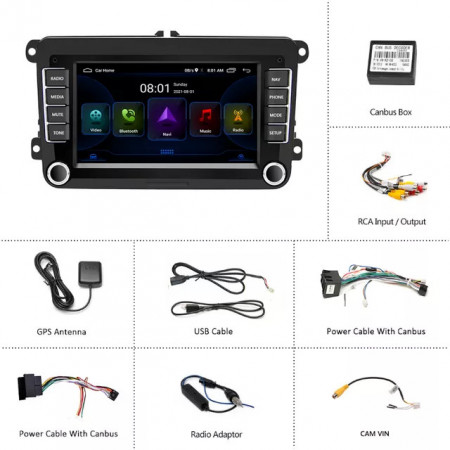Navigatie NAVPRO N510 L Android 10 2Gb RAM memorie interna 32Gb WIFI USB GPS pentru Volkswagen Skoda Seat - Img 4