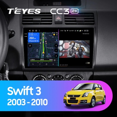 Navigatie Auto Teyes CC3 2K Suzuki Swift 3 2003-2010 4+64GB 10.36" QLED Octa-core 2Ghz, Android 4G Bluetooth 5.1 DSP - Img 2