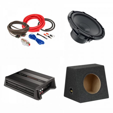 Pachet Subwoofer auto Hertz Cento CS 350W + Amplificator Dieci Power 1.500 + Kit de cabluri complet