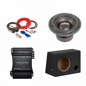 Pachet Subwoofer auto Audiosystem ASY-10 500W + Amplificator Machete MFA-1.500 + Kit de cabluri complet