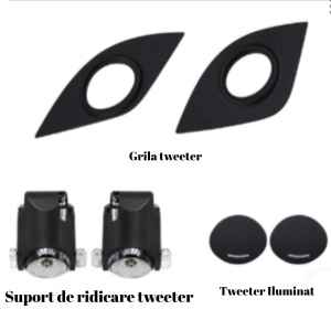 Tweetere rotative iluminate dedicate Audi Q5 80A 2018-2023, RGB Acrilice 3 in 1 Statice cu efect RGB, Control din Aplicatie Bluetooth