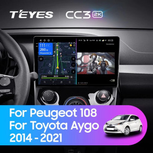 Navigatie Auto Teyes CC3 2K Peugeot 108 2014-2021 6+128GB 10.36" QLED Octa-core 2Ghz, Android 4G Bluetooth 5.1 DSP - Img 2