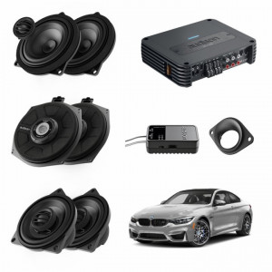 Pachet sistem audio Plug&Play Audison dedicat BMW K4E X4M + Amplificator SR 4.300 520W + Conectica dedicata