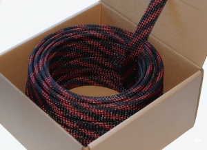 Four Connect 4-NS100M-BR12, Tresa Nylon Protectie Cablu Neagra-Rosie, 12/25 mm, Rola 100 m