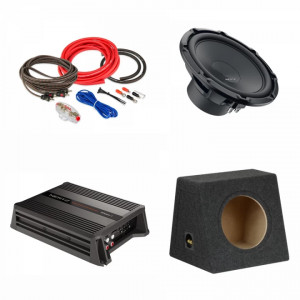 Pachet Subwoofer auto Hertz Cento CS 300W + Amplificator Dieci Power DP 1.500 + Kit de cabluri complet