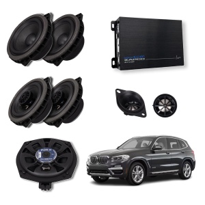 Pachet sistem audio Plug&Play For-X dedicat BMW Hifi XQ-45C XQ-452BMW + Amplificator Zapco HB 410 ADSP + Conectica dedicata